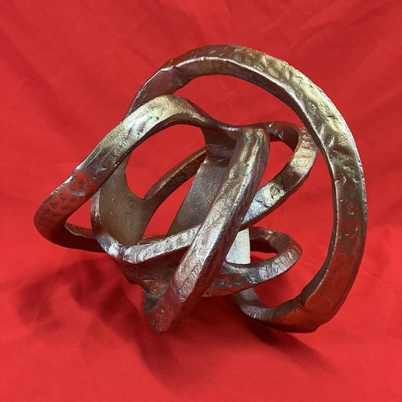 Vintage Gold Tone Metal Knot / Abstract Art / Modern Sculpture Painted / Flaw - Picture 5 of 16